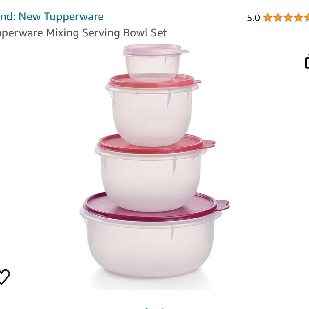 Tupperware Pink mixing bowl set NWT